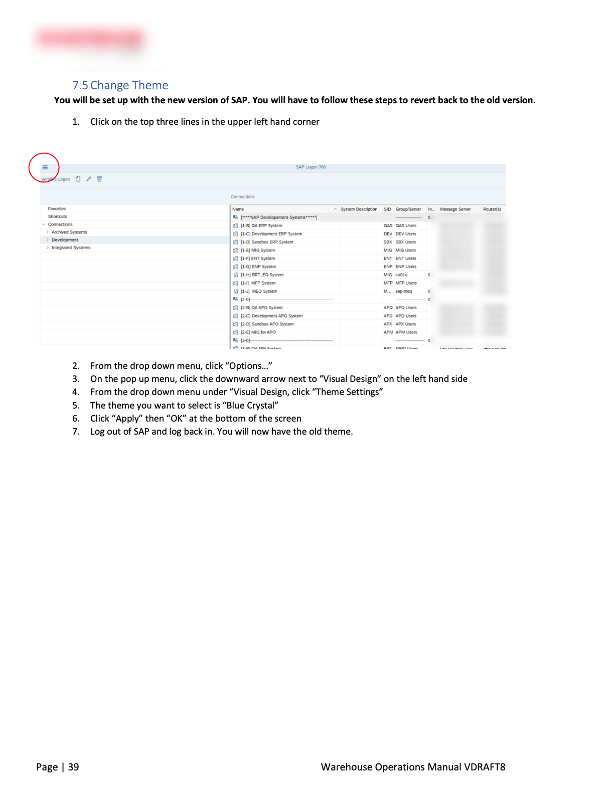 SOP — 7.5 Change Theme (SAP)